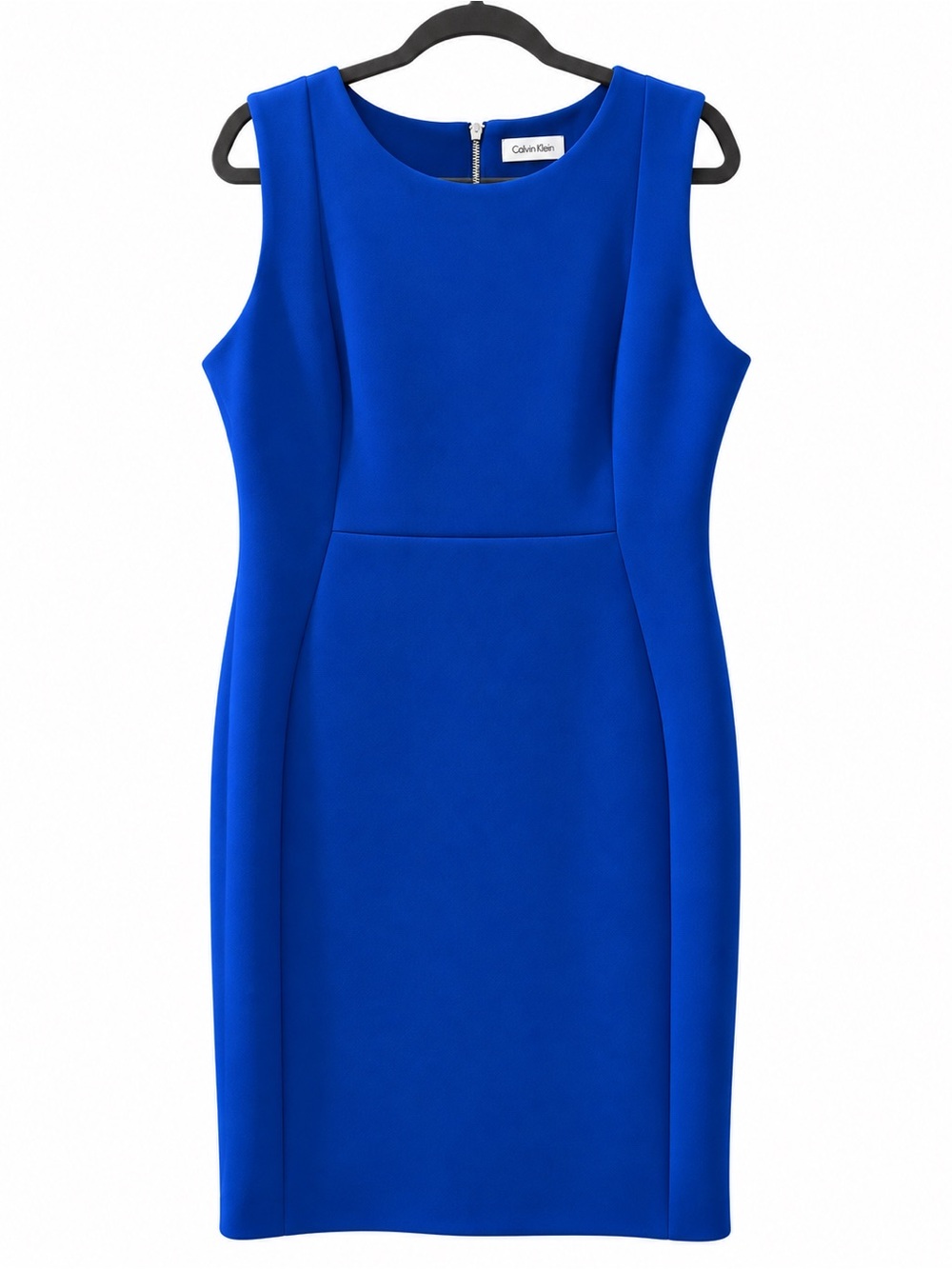 Calvin Klein Cobalt Blue Sheath Dress Size 16 Sleeveless Career Cocktail 40”